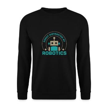 Abgelenkt von Robotern Ironic Robotics Engineer - Unisex Pullover - Schwarz - Vorne - Alina (178cm) & Michal (187cm)