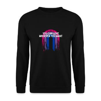 You Can Love Whoever You Want Bisexual LGBTQ Bi - Unisex Sweatshirt - black - Front - Alina (178cm) & Michal (187cm)