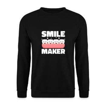 Smile Maker Zahnarzt Zahnarzthelferin Hygienikerin - Unisex Pullover - Schwarz - Vorne - Alina (178cm) & Michal (187cm)