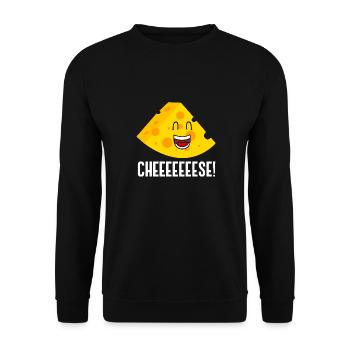 Cheeeese Ironic Quote Food Cheese Making - Unisex Sweatshirt - black - Front - Alina (178cm) & Michal (187cm)