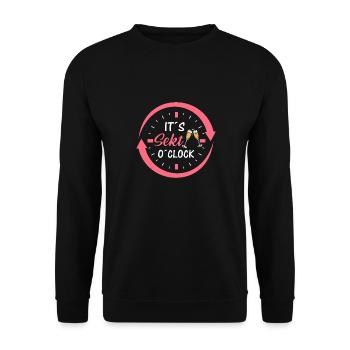 It s Sekt o clock - Unisex Pullover - Schwarz - Vorne - Alina (178cm) & Michal (187cm)