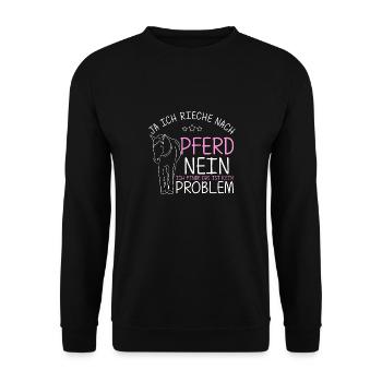 Pferd Reiten Natur Spruch Pferdegeruch Geschenk Re - Unisex Pullover - Schwarz - Vorne - Alina (178cm) & Michal (187cm)