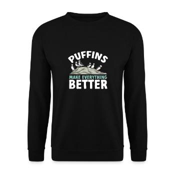 puffin puffin auke birds Lunde - Unisex Sweatshirt - black - Front - Alina (178cm) & Michal (187cm)