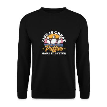 puffin puffin auke birds Lunde - Unisex Sweatshirt - black - Front - Alina (178cm) & Michal (187cm)
