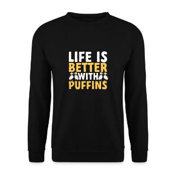 puffin puffin auke birds Lunde - Unisex Sweatshirt - black - Front - Alina (178cm) & Michal (187cm)