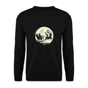 Santa Schlittenfahrt im Mondschein - Unisex Pullover - Schwarz - Vorne - Alina (178cm) & Michal (187cm)