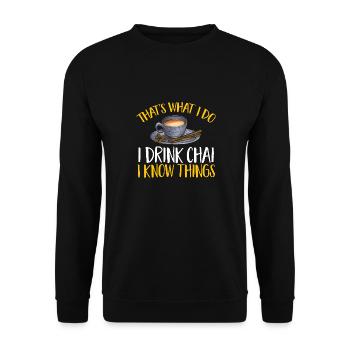 Chai Tee Masala Chai - Unisex Pullover - Schwarz - Vorne - Alina (178cm) & Michal (187cm)