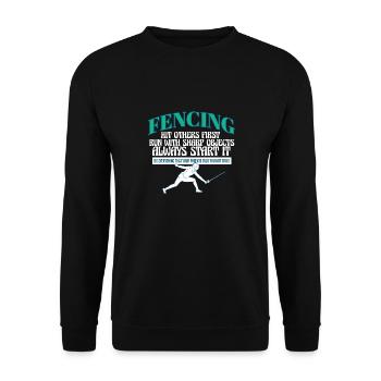 Drôle Escrime Athlète Entraîneur Épée Combat Combat - Sweat-shirt Unisexe - noir - Devant - Alina (178cm) & Michal (187cm)