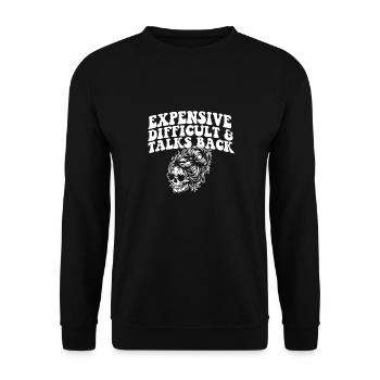 Expensive Difficult And Talks Back Skeleton Messy - Unisex Pullover - Schwarz - Vorne - Alina (178cm) & Michal (187cm)