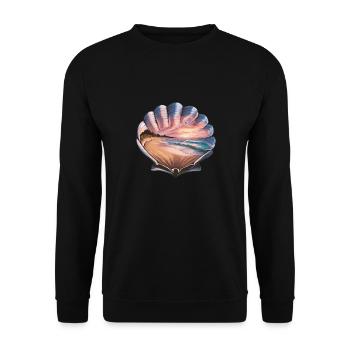 Muschel Strand Szene Serene Ozean Landschaft - Unisex Pullover - Schwarz - Vorne - Alina (178cm) & Michal (187cm)