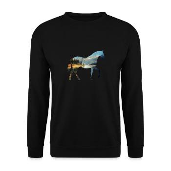 Cavalier Cheval - Sweat-shirt Unisexe - noir - Devant - Alina (178cm) & Michal (187cm)