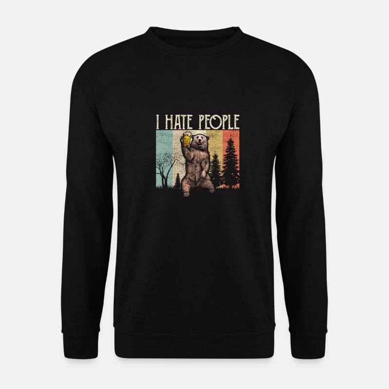 I hate people i hate people bear camping - Unisex Sweatshirt - black