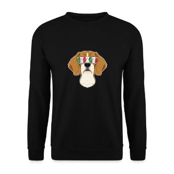Beagle Italy Sunglasses I Italian Flag - Unisex Pullover - Schwarz - Vorne - Alina (178cm) & Michal (187cm)