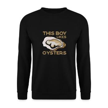 Boy Likes Huîtres Fruits de mer Drôle Dire Nature - Sweat-shirt Unisexe - noir - Devant - Alina (178cm) & Michal (187cm)