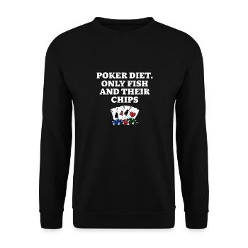 Poker Diet Fish and Their Chips Joueur de poker - Sweat-shirt Unisexe - noir - Devant - Alina (178cm) & Michal (187cm)