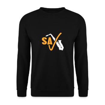 Retro Awesome SAX Cool Blues Music Lover T-Shirt - Unisex Sweatshirt - black - Front - Alina (178cm) & Michal (187cm)