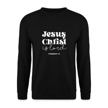 Jesus ist der Herr Bibelstudium Christentum Gott - Unisex Pullover - Schwarz - Vorne - Alina (178cm) & Michal (187cm)