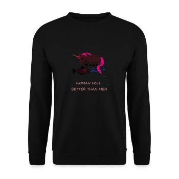 Spruch Witzig Angeln Frauen - Unisex Pullover - Schwarz - Vorne - Alina (178cm) & Michal (187cm)