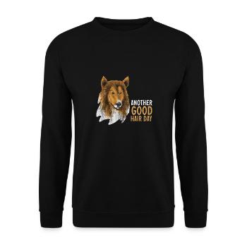 Langhaarcollie Rough Collie Hund - Unisex Pullover - Schwarz - Vorne - Alina (178cm) & Michal (187cm)