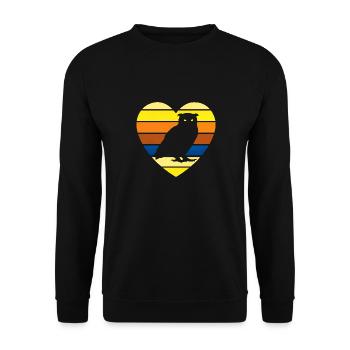 Silhouette Retro Owl Enthusiast Vintage Heart Bird - Unisex Pullover - Schwarz - Vorne - Alina (178cm) & Michal (187cm)
