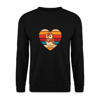 Hibou Passionné Retro Birds Of Prey Vintage Heart N - Sweat-shirt Unisexe - noir - Devant - Alina (178cm) & Michal (187cm)