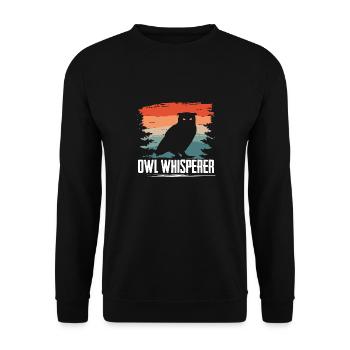 Owl Whisperer Retro Ornithologist Silhouette - Unisex Pullover - Schwarz - Vorne - Alina (178cm) & Michal (187cm)