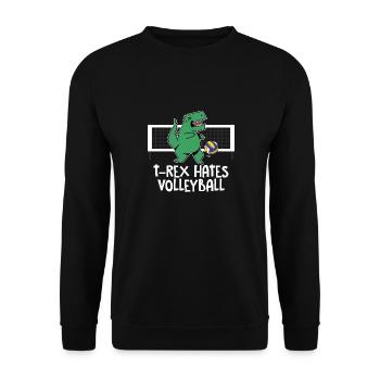 Funny T-Rex Hates Volleyball Player Spiker Kids - Unisex Pullover - Schwarz - Vorne - Alina (178cm) & Michal (187cm)
