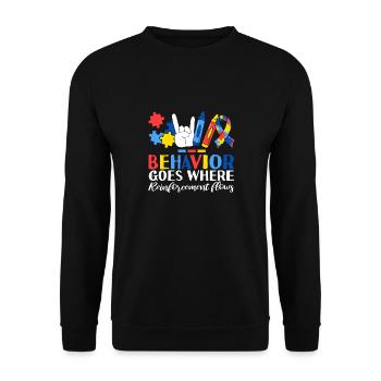 Behavior Goes Where Reinforcement Flows ABA - Unisex Sweatshirt - black - Front - Alina (178cm) & Michal (187cm)