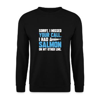 Pêche au saumon Pêcheur de saumon - Sweat-shirt Unisexe - noir - Devant - Alina (178cm) & Michal (187cm)