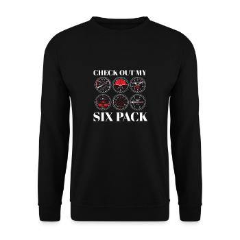 Funny Pilot Six Pack Aviation Flight Simulation - Unisex Pullover - Schwarz - Vorne - Alina (178cm) & Michal (187cm)