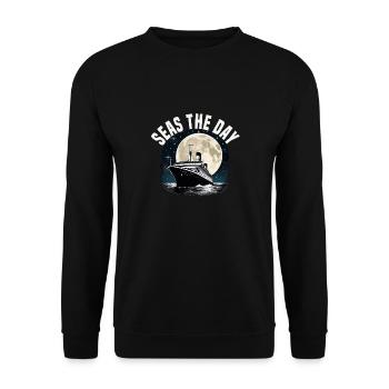 Seas The Day Cruise Ship Vacation Group Matching - Unisex Sweatshirt - black - Front - Alina (178cm) & Michal (187cm)