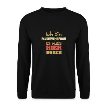 Feuerwehrfrau - Unisex Pullover - Schwarz - Vorne - Alina (178cm) & Michal (187cm)