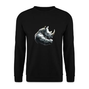 Nashorn Gewichtheben Fitness-Studio - Unisex Pullover - Schwarz - Vorne - Alina (178cm) & Michal (187cm)