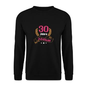 30 Jahre Jubiläum Firmenjubiläum Mitarbeiterin - Unisex Pullover - Schwarz - Vorne - Alina (178cm) & Michal (187cm)