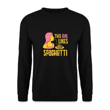 Girl Likes Pâtes Spaghetti Nouilles Cuisine - Sweat-shirt Unisexe - noir - Devant - Alina (178cm) & Michal (187cm)