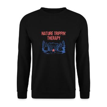 Nature Trippin' Thérapie Camping d’été Tropical - Sweat-shirt Unisexe - noir - Devant - Alina (178cm) & Michal (187cm)