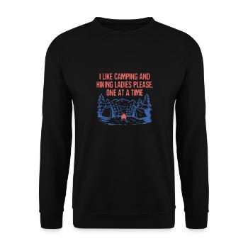 Dames S’il vous plaît un à la fois Camping Randonnée Camping Camping - Sweat-shirt Unisexe - noir - Devant - Alina (178cm) & Michal (187cm)