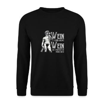 Wein Oder Nicht Wein? Lustig Weintrinker Spruch - Unisex Pullover - Schwarz - Vorne - Alina (178cm) & Michal (187cm)