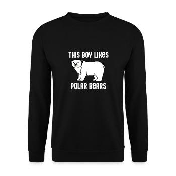 Junge mag süße Eisbären ironisches Sprichwort - Unisex Pullover - Schwarz - Vorne - Alina (178cm) & Michal (187cm)