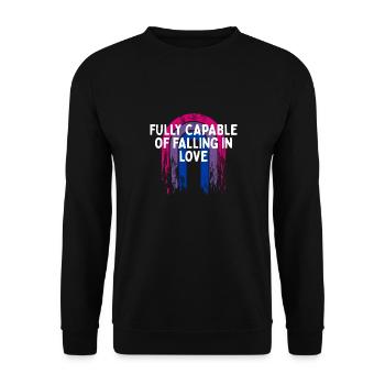 Capable of Falling in Love Bisexual LGBTQ Bi - Unisex Sweatshirt - black - Front - Alina (178cm) & Michal (187cm)