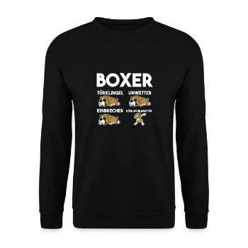Hund Boxer - Unisex Pullover - Schwarz - Vorne - Alina (178cm) & Michal (187cm)