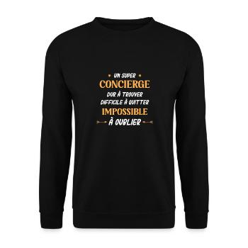 Super concierge - Sweat-shirt Unisexe - noir - Devant - Alina (178cm) & Michal (187cm)