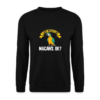 Gelbbrustara Papagei Blue And Yellow Macaw - Unisex Pullover - Schwarz - Vorne - Alina (178cm) & Michal (187cm)