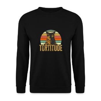 Schildpatt Katze Tortoiseshell Cat Tortie - Unisex Pullover - Schwarz - Vorne - Alina (178cm) & Michal (187cm)