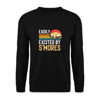 Funny Easily Excited By Smores Retro Marshmallow V - Unisex Pullover - Schwarz - Vorne - Alina (178cm) & Michal (187cm)