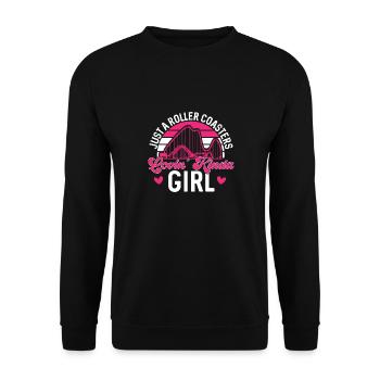 Achterbahn Rollercoaster Freizeitpark - Unisex Pullover - Schwarz - Vorne - Alina (178cm) & Michal (187cm)