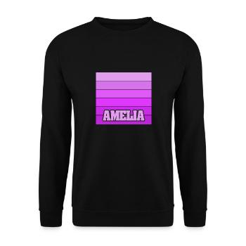 Amelia als Mädchenname - Unisex Pullover - Schwarz - Vorne - Alina (178cm) & Michal (187cm)