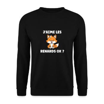 J'aime les renards - Sweat-shirt Unisexe - noir - Devant - Alina (178cm) & Michal (187cm)