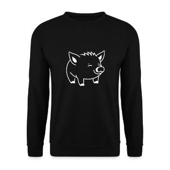 Humour petit sanglier - Sweat-shirt Unisexe - noir - Devant - Alina (178cm) & Michal (187cm)