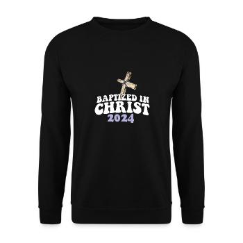 Baptized In Christ 2024 Religious Christian - Unisex Pullover - Schwarz - Vorne - Alina (178cm) & Michal (187cm)